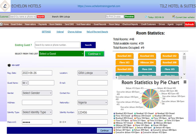 Hotel Software Management Application, Bar and Restaurant